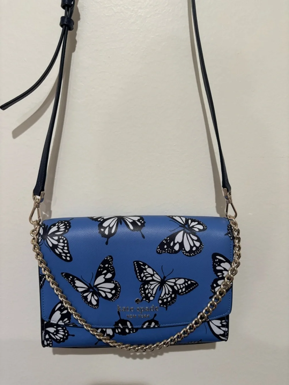 kate spade blue butterfly print crossbody bag